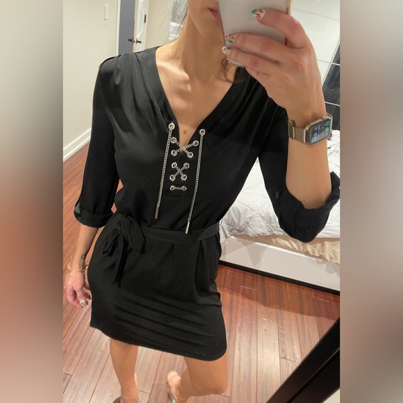 Michael Kors Black Dress, size: S, NWOT, Metal Corset Neck Closure - Picture 4 of 9